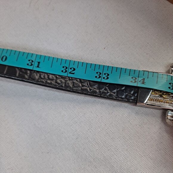 Lake Shore Drive Accessories Belt Croc Embossed Chain Black Leather Women's M - Picture 10 of 10